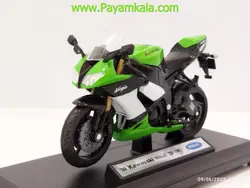 ماکت فلزی موتورسیکلت کاوازاکی (KAWASAKI 09 NINJA ZX-10R BY WELLY)(1/18)