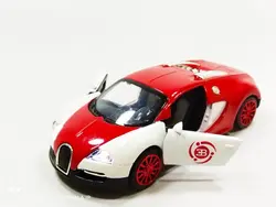 اسباب بازی ماشین بوگاتی متوسط (Bugatti) موزیکال-چراغدار فلزی قرمز-سفید
