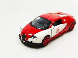 اسباب بازی ماشین بوگاتی متوسط (Bugatti) موزیکال-چراغدار فلزی قرمز-سفید