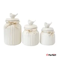 ست بانکه های چینی حبوبات طرح پرنده Viona | پرفکت هوم ست بانکه های چینی حبوبات