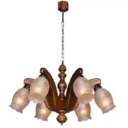 لوستر چوبی شش شعله مدل مهسا