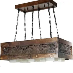 لوستر چوبی شش شعله نیکا