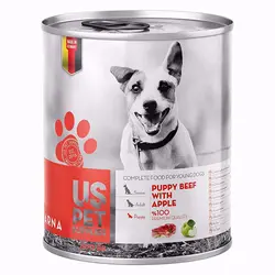 کنسرو توله سگ حاوي گوشت گاو به همراه سيب 400 گرمي US PET