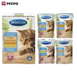 غذای پوچ گربه چهار طعم میکس مرغ و بوقلمون در سس وینستون (Winston mit Geflügel Multipack) بسته 12 عددی