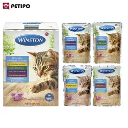 غذای پوچ گربه چهار طعم میکس مرغ و اردک و بره و گاو وینستون (Winston mit Geflügel-Wild-Lamm-Rind) بسته 12 عددی