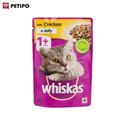 غذای پوچ گربه بالغ با طعم مرغ ویسکاس (Whiskas Chicken In Jelly Pouch) وزن 85 گرم