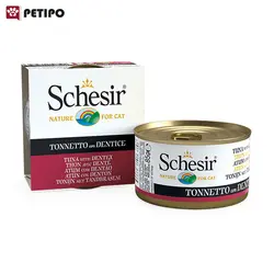کنسرو گربه با طعم ماهی تن و دنتکس شسیر (Schesir Tuna with Dentex) وزن 85 گرم