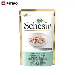 غذای پوچ گربه طعم ماهی تن و اورتا شسیر (Schesir Cat Tuna with Sea Bream) وزن 85 گرم