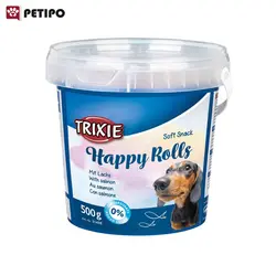 تشویقی مدادی سگ طعم ماهی سالمون تریکسی (Trixie Soft Snack Happy Rolls) وزن 500 گرم