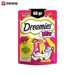 تشویقی گربه دریمیز طعم میکس بیف و پنیر وزن 60 گرم