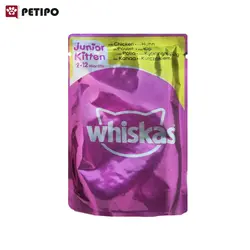 غذای پوچ بچه گربه با طعم مرغ ویسکاس (Whiskas Kitten-Junior Cat Pouch) وزن 85 گرم
