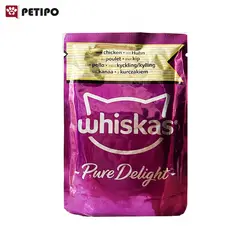 غذای پوچ گربه بالغ با طعم مرغ ویسکاس (Whiskas Pure Delight Chicken in Gravy Pouch) وزن 85 گرم