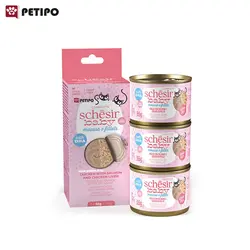کنسرو بچه گربه طعم مرغ و سالمون و جگر شسیر (Schesir Baby Mousse & Fillets Kitten Mix Texture) بسته 3 عددی