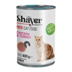 کنسرو غذای گربه شایر مدل Chicken & Turkey Senior وزن 400 گرم | PETKALA24