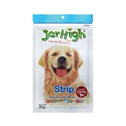 تشویقی سگ جرهای با طعم مرغ Jerhigh Strip Chicken وزن ۶۰ گرم - فروشگاه PETKALA24 - ارائه دهنده خدمات و غذای حیوانات خانگی