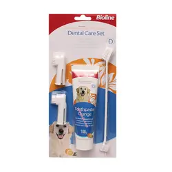 ست مسواک و خمیردندان سگ بایولاین با طعم مرغ Bioline dental care set with chicken flavour وزن ۱۰۰ گرم - فروشگاه PETKALA24 - ارائه دهنده خدمات و غذای حیوانات خانگی
