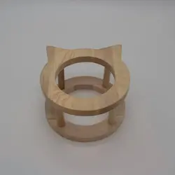 ظرف آب و غذای چوبی پرس پت مدل گربه پایه دار