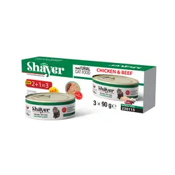 کنسرو نچرال گربه شایر با طعم مرغ و بیف پک سه عددی