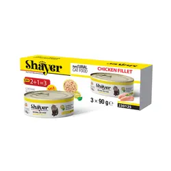 کنسرو نچرال گربه شایر با طعم فیله مرغ پک سه عددی