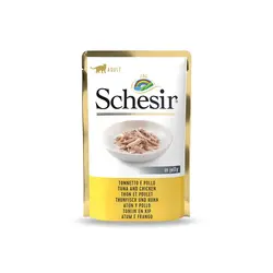 پوچ گربه شسیر با طعم ماهی تن و فیله مرغ در ژله وزن 85 گرم