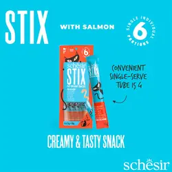 بستنی گربه شسیر مدل Stix با طعم سالمون بسته 6 عددی
