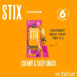بستنی گربه شسیر مدل Stix با طعم مرغ بسته 6 عددی