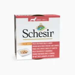 کنسرو سگ شسیر با طعم مرغ و سیب زمینی و هویج در سس وزن 85 گرم