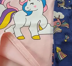 ست بلوز شلوار نخ پنبه بچگانه طرح یونیکورن 9 ماه تا 10 سال