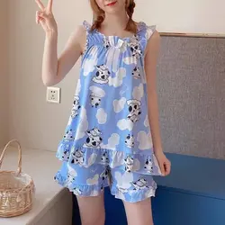 ست تاپ و شلوارک نخی زنانه