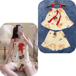 ست تاپ و شلوارک نخی زنانه