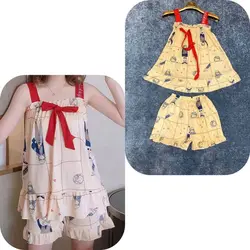 ست تاپ و شلوارک نخی زنانه