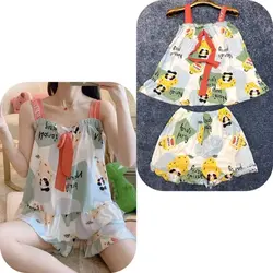 ست تاپ و شلوارک نخی زنانه