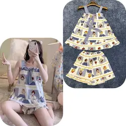 ست تاپ و شلوارک نخی زنانه