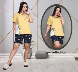 ست تیشرت و شلوارک نخ پنبه و کتان