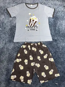 ست تیشرت و شلوارک نخ پنبه و کتان