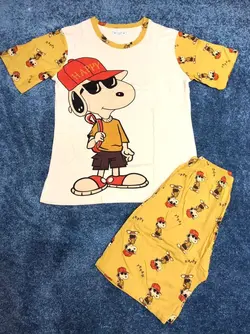 ست تیشرت و شلوارک نخ پنبه و کتان