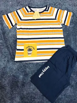 ست تیشرت و شلوارک نخ پنبه و کتان