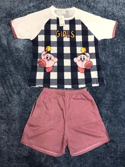 ست تیشرت و شلوارک نخ پنبه و کتان