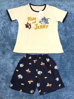 ست تیشرت و شلوارک نخ پنبه و کتان