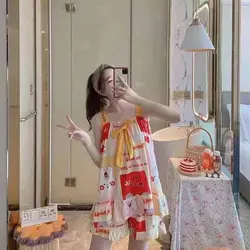 ست تاپ و شلوارک نخی زنانه