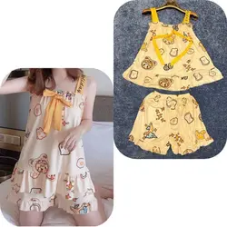 ست تاپ و شلوارک نخی زنانه