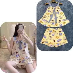 ست تاپ و شلوارک نخی زنانه