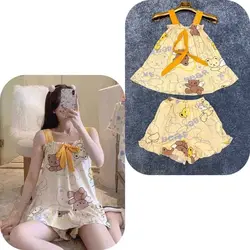 ست تاپ و شلوارک نخی زنانه