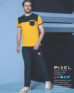 ست تیشرت و شوار مردانه تیکه دوزی  4030 PIXEL