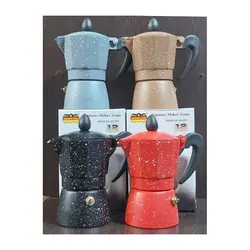 قهوه جوش دوکاپ -سه کاپ روگازی رنگی خالدار