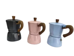 قهوه جوش(موکا) سه کاپ طرح دسته چوبی