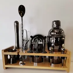 ست بار سرد دودی رنگ 18 تکه (استند بامبو)