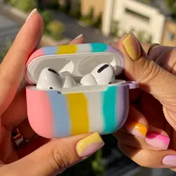 قیمت و خرید کاور ایرپادرنگین کمانی سیلیکونی هفت رنگ