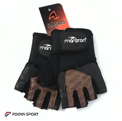 بررسی، قیمت و خرید دستکش بدنسازی چرمی نیمه انگشتی ماراتون Maraton