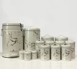 سرویس آشپزخانه 15 پارچه مدل کرم ماربل طلایی یونیک 9026 - فروشگاه اینترنتی پرنس هوم